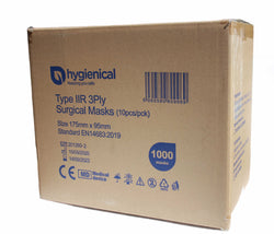 Hygienical Type IIR 3 Ply Surgical Masks - Carton of 1000 masks - 10 Packs - £95 (Ex VAT)