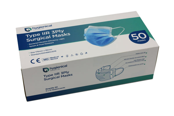 Hygienical IIR Surgical Masks - 10 Packs - Carton of 1000 masks - hygienical.co.uk
